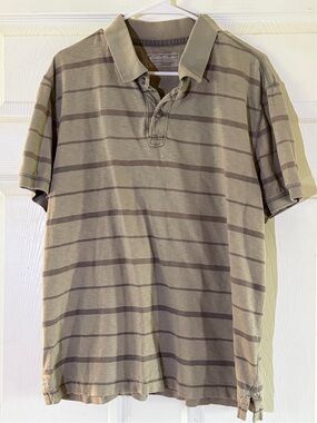 Eddie Bauer Men's neutral  Striped Polo